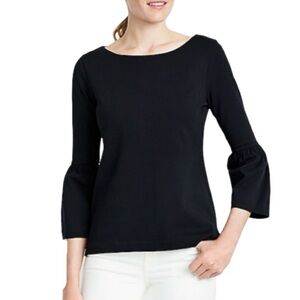 J. Crew bell-sleeve black cotton pullover shirt s